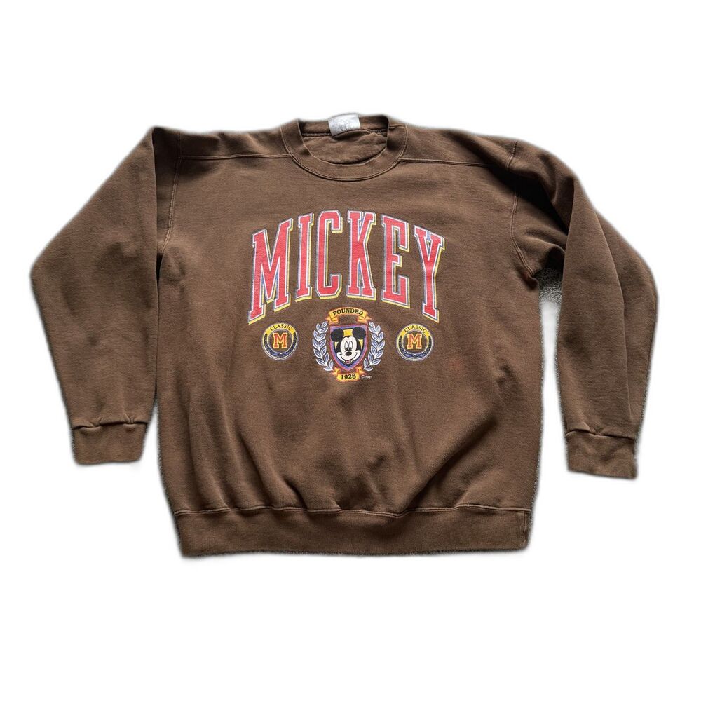 VINTAGE MICKEY & CO. DISNEY CREWNECK SWEATSHIRT BROWN GENIUS USA XL